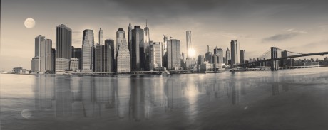 black and white Panorama view of New York